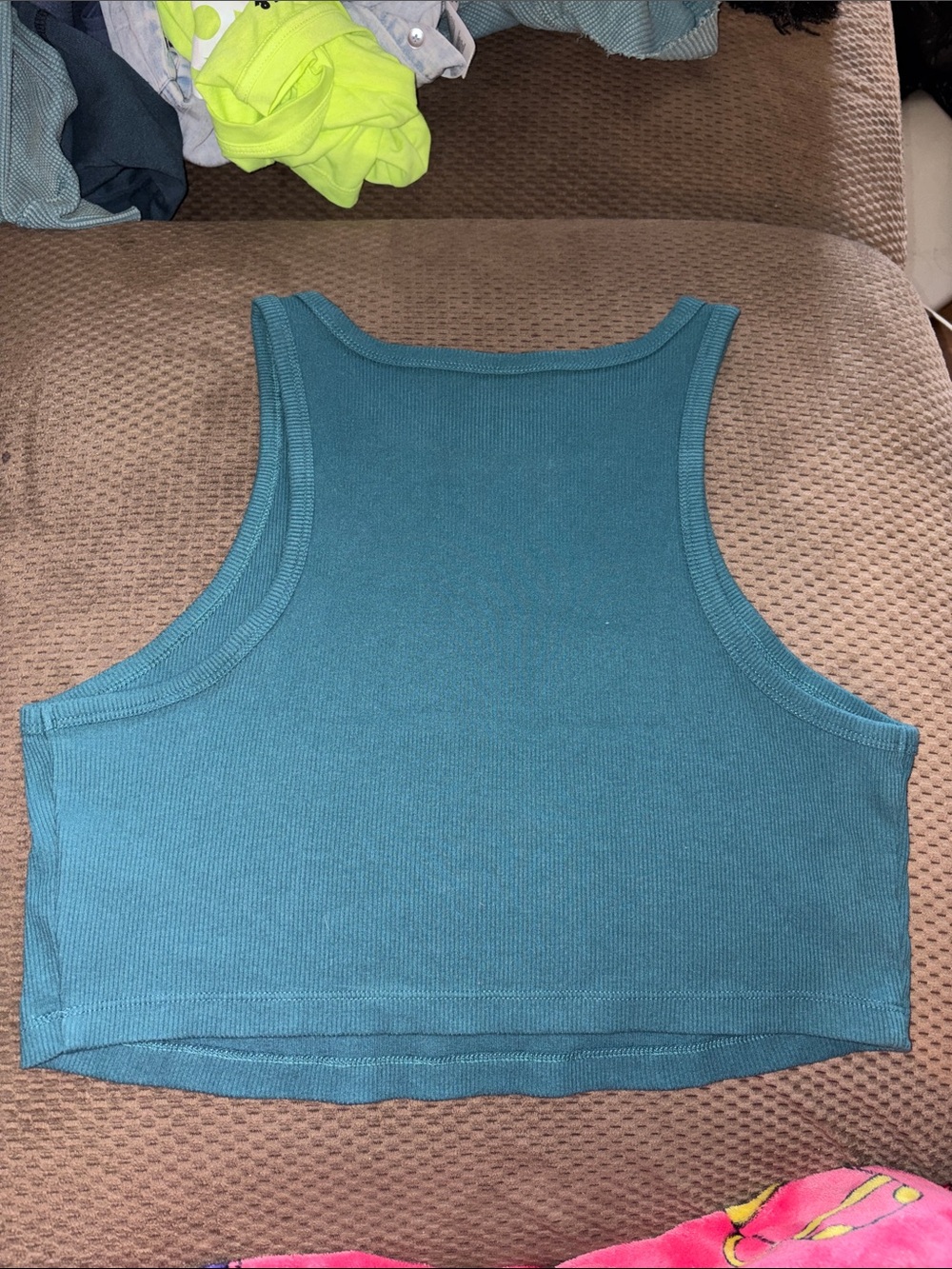 Wild Fable Teal Ribbed Cropped Tank Top - Picture 2 of 3